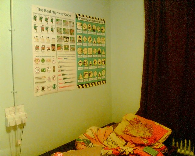 'The Real Highway code', 'Warning signs for idiots' and a messy bed